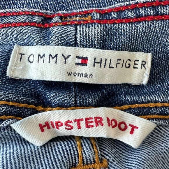 Tommy Hilfiger Hipster Bootcut Y2K Jeans Size 16 Medium Blue Snap Side Closure - Picture 3 of 13